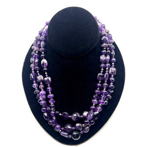 JAY KING DTR Sterling Silver 925 Genuine Purple Amethyst Multi Strand Necklace